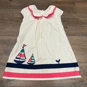 Gymboree White Dress with Pink and Navy Sailboat Design